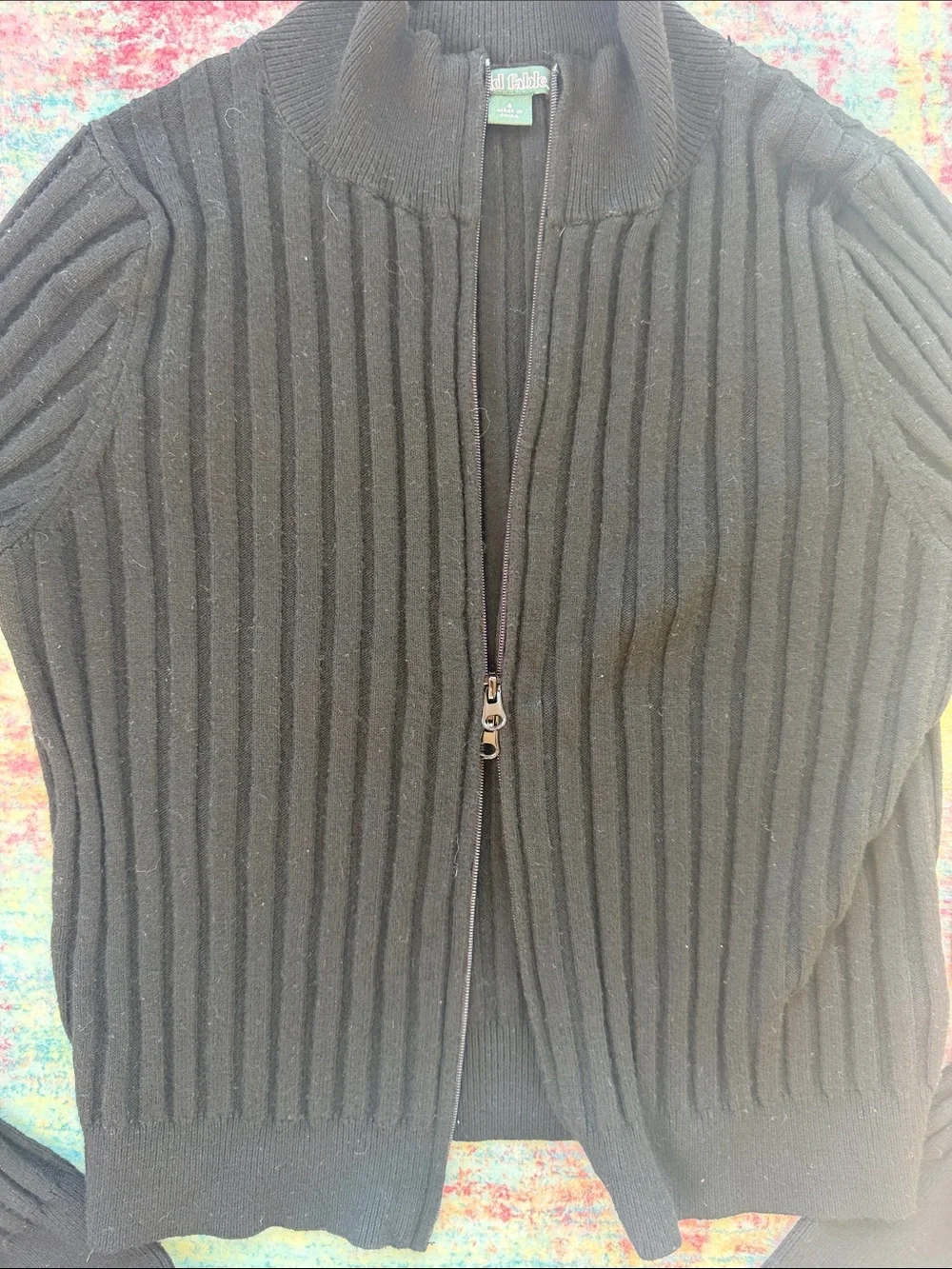 DOUBLE ZIPPER! wild fable Black Ribbed Zip-Front Mock Neck Cardigan